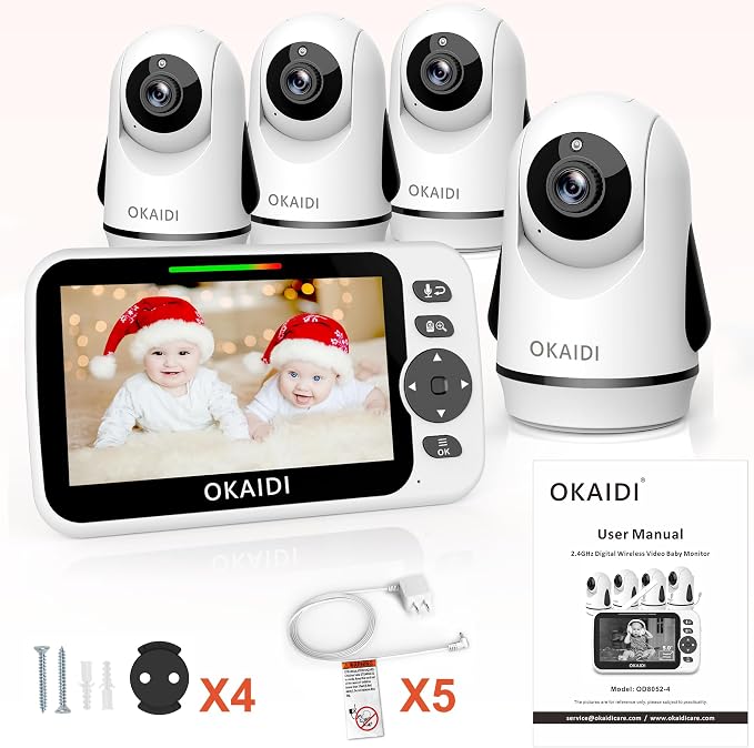 OKAIDI Video Baby Monitor with 4 Cameras, 30H Battery and 1000ft Range - Image 8