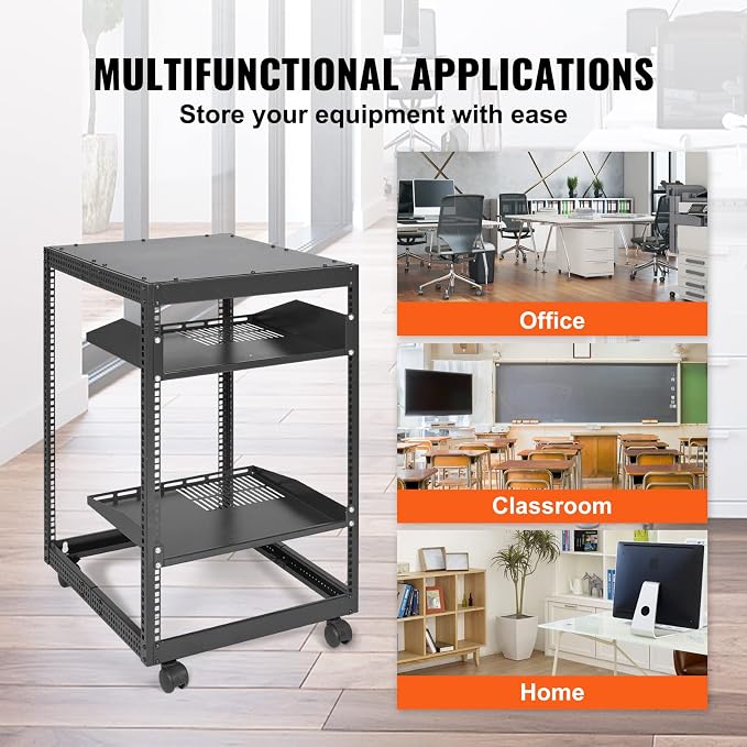 VEVOR 15U Open Frame Server Rack, Free Standing or Wall Mount Network Server - Image 6