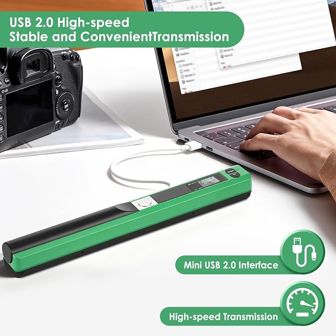 Portable Handheld Scanner A4, 900 DPI Document & Photo Scanner Green, Mobile - Image 4