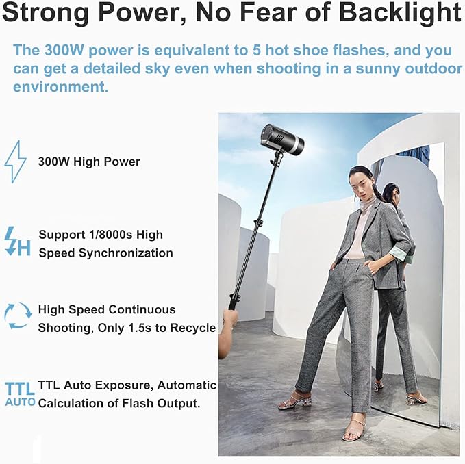 Godox AD300 Pro Strobe Light Photography Lighting Kit, 2.4G TTL 1/8000s HSS - Image 9