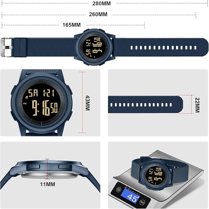 HANPOSH Mens Digital Watch Ultra Thin Minimalist Sports Waterproof Outdoor LED - Image 7