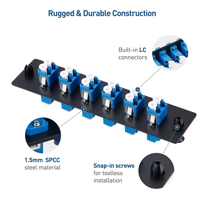 Cable Matters 12 Fibers LC to LC OS2 Single Mode Fiber Patch Panel - Image 5