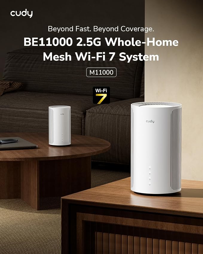 Cudy Tri-Band WiFi 7 BE11000 Whole Home Mesh System, 6-Stream 10 Gbps, 4 × 2.5G - Image 2