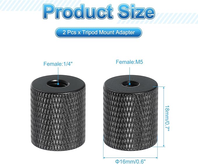 PATIKIL Tripod Screw Adapter 1/4" Female to M5 Male, 18 mm - Image 2