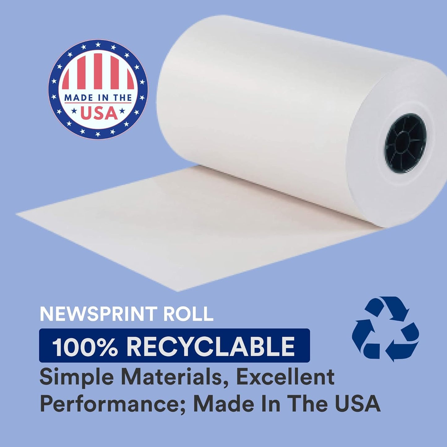 BOX USA Packing Paper Roll 1440'L x 30"W - 1,000 Sheets 17” Long Equivalent - Large White Newsprint for Shipping, Packaging, Storage and Moving Supplies