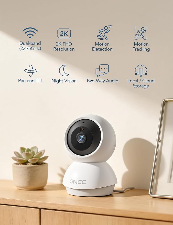 GNCC 2K Cameras for Home Security, Indoor Pan/Tilt Security Camera for Baby - Image 2