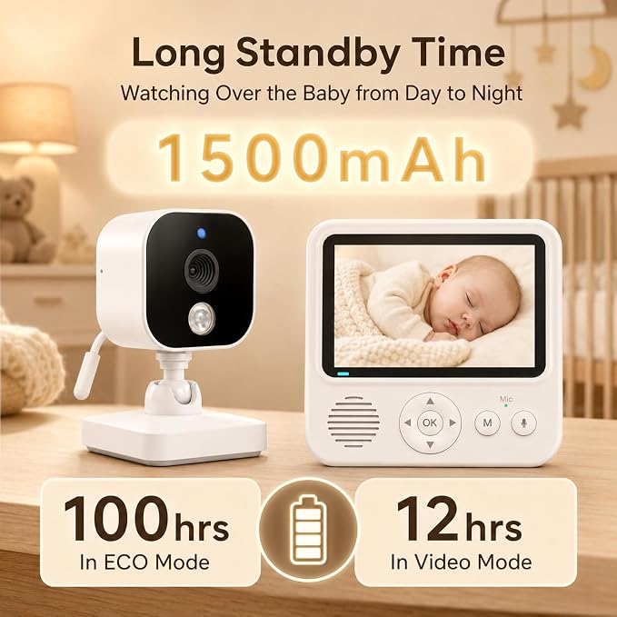 Baby Monitor with Camera and Audio, No WiFi Baby Monitor with 2.8" IPS Screen - Image 7