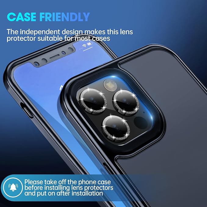 for iPhone 15 Pro/iPhone 15 Pro Max Camera Lens Protector Bling Individual - Image 5