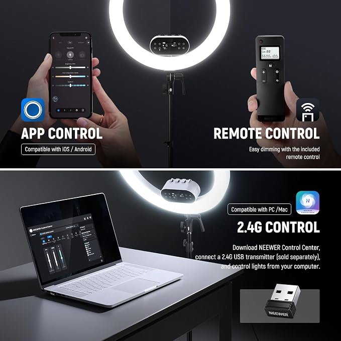 NEEWER 19" 100W High Power LED Ring Light - Image 5