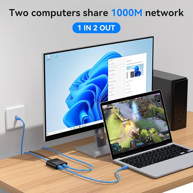 Ethernet Splitter 1 to 2 1000Mbps Internet Cable Splitter 1 in 2 Out High Speed - Image 4