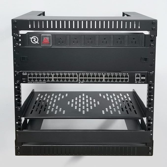 RIVECO 4U 19" Wall Mount Network Rack – 17.7" Deep 2 Post Open Frame Cabinet - Image 7
