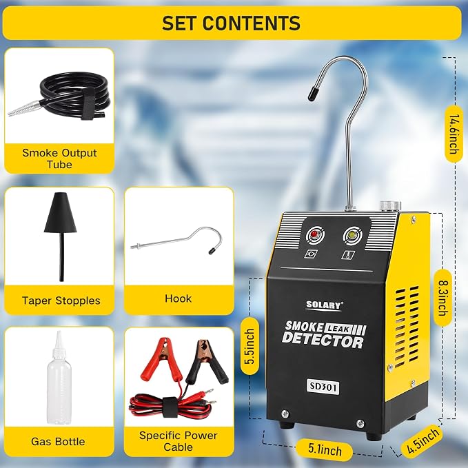 Solary Automotive Smoke Machine Leak Detector - 12V DC EVAP Vacuum Diagnostic - Image 3