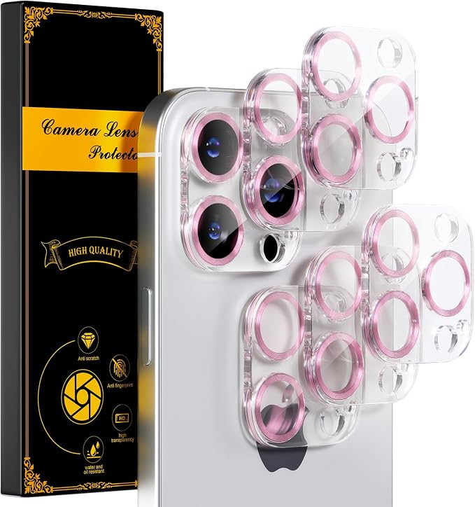 for 6 Pack iPhone 15 Pro/iPhone 15 Pro Max Camera Lens Protector 9H Tempered by Beuxece