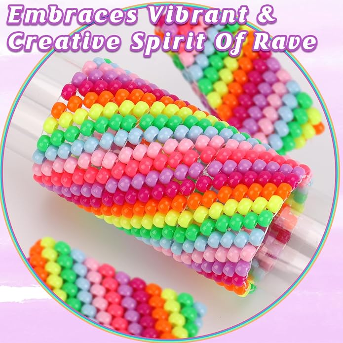3/6 Pcs Rave Multi-layer Bracelets Stretch Rainbow Bracelets Multi Color Beaded - Image 5