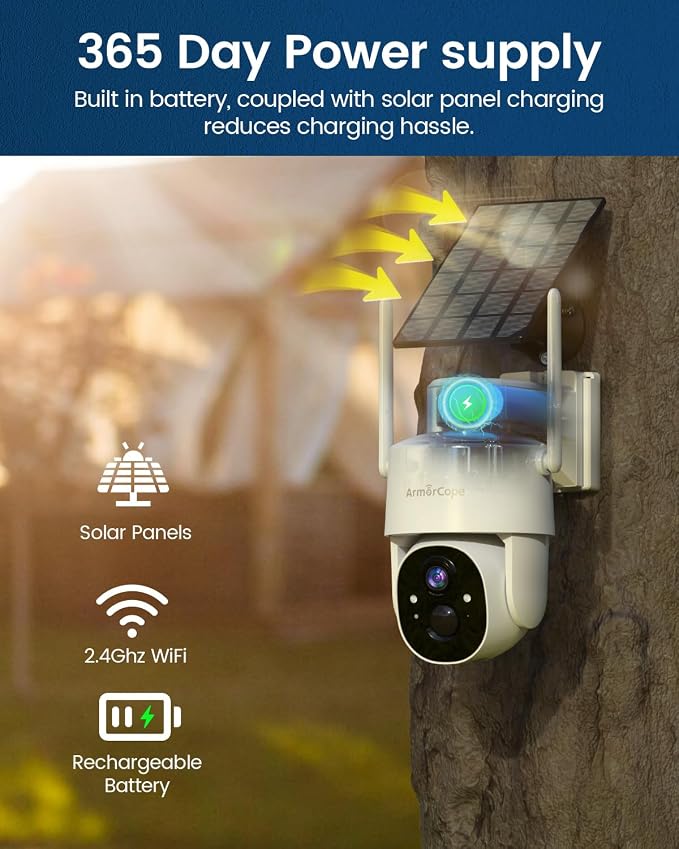 Armorcope Solar Security Cameras Wireless Outdoor, 360° View Battery Powered - Image 6