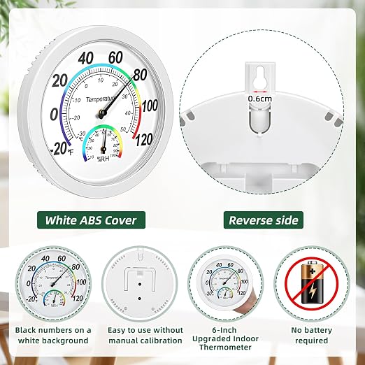 Weewooday 3 Pcs Indoor Outdoor Thermometer 2 in 1 Mini Home Temperature - Image 3