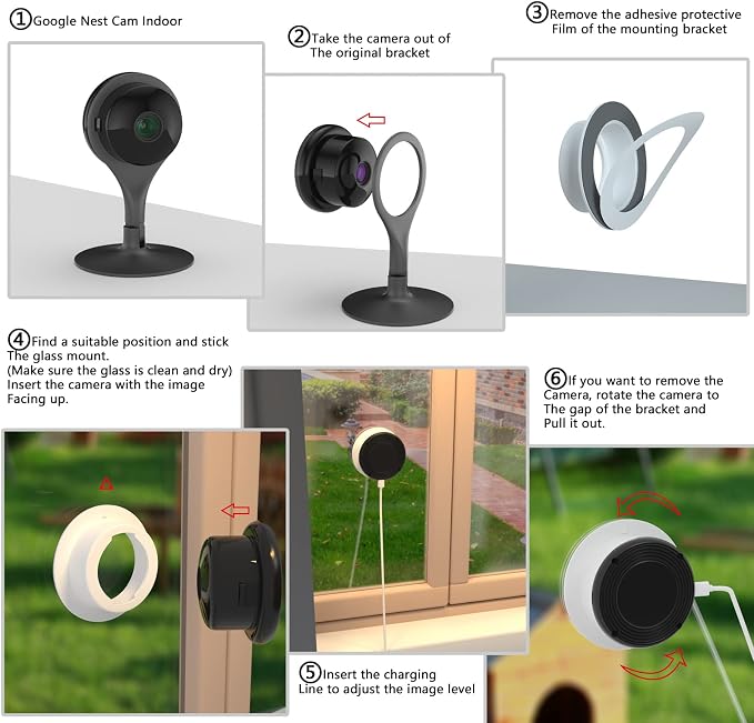 Teccle Window Mount for Google Nest Camera Indoor, Through Window Use Nest Cam - Image 3