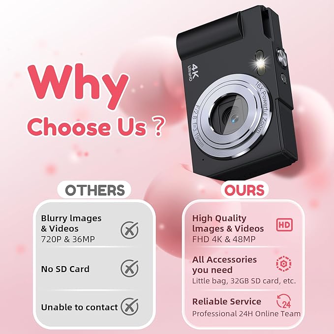 Digital Camera, FHD 4K Digital Point and Shoot Camera - Image 6