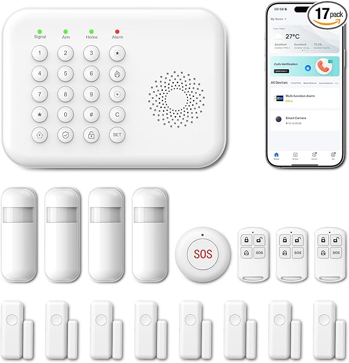 Alarm System for Home Security, WiFi/4G Home Security System Wireless by PGST