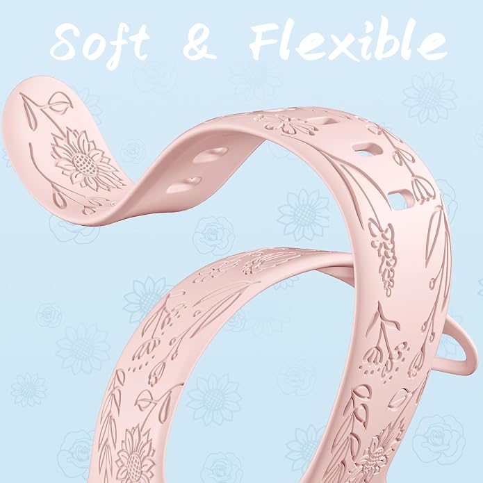 SNBLK 6 Pack Floral Engraved Bands Compatible - Image 5