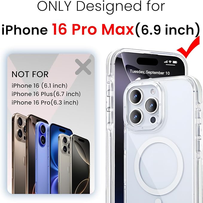 toushion 3 in 1 for iPhone 16 Pro Max Case Clear - Image 2