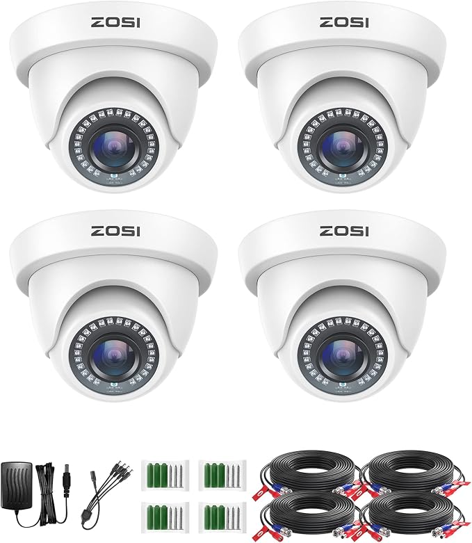 ZOSI 4Pack 2MP 1080P HD Security Cameras, 80ft Night Vision, IP66 Weatherproof by ZOSI