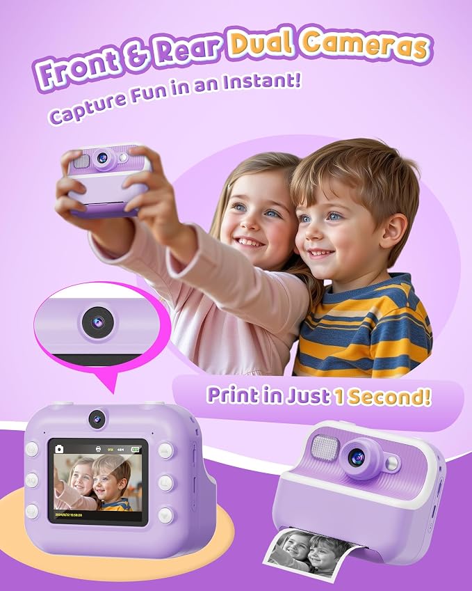 Instant Camera, Front Rear Dual Selfie Kids Camera - Image 3