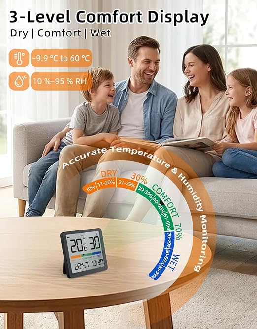 NOKLEAD Indoor Thermometer Hygrometer, Mini Desktop Digital Temperature and - Image 2
