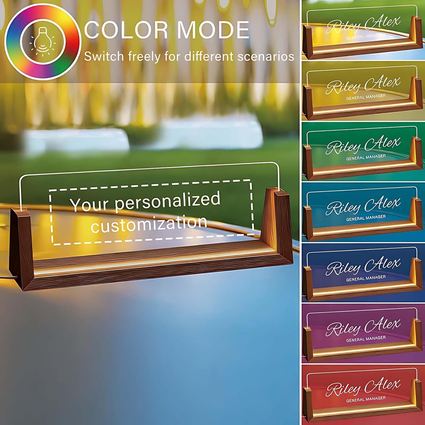 Custom Desk Name Plate Personalized, Light Up Office Name Sign for Boss Coworker Employee, Appreciation Gifts for Professionals, Modern Office Decor