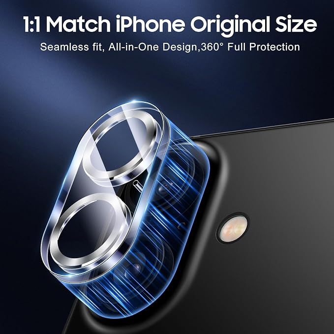 UniqueMe for 3 Pack iPhone 16 / iPhone 16 Plus/iPhone 17 Camera Lens Protector - Image 5