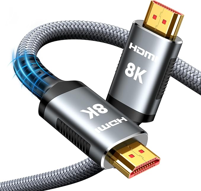 Snowkids 8K HDMI Cable 10 FT Grey, 48Gbps Ultra High-Speed HDMI 2.1 Cables Cord by Snowkids