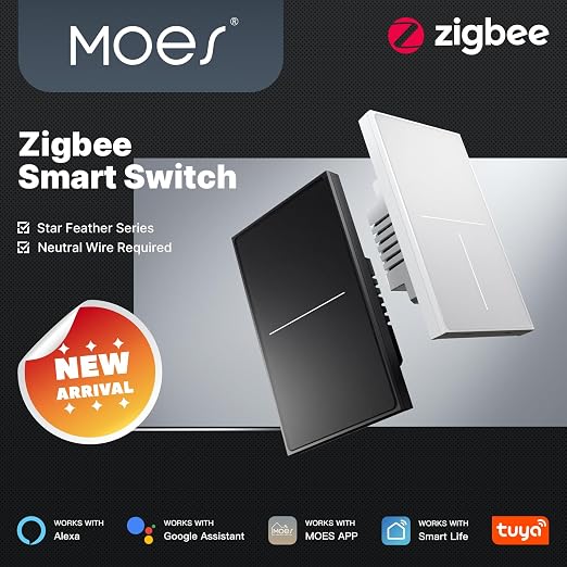 MOES Full Touch Smart Switch, ZigBee SF Wall Light Switch, Neutral Wire Required - Image 2