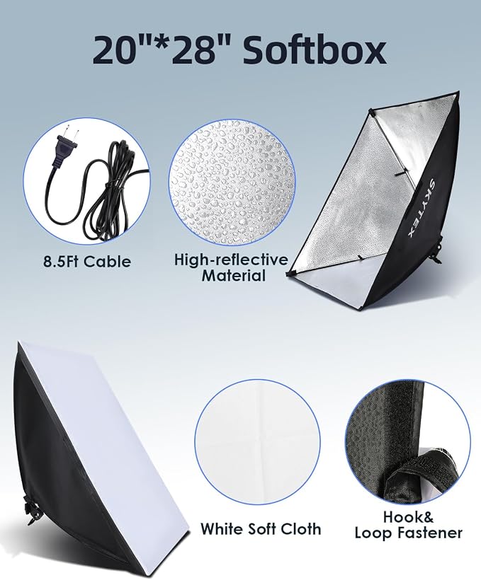 Skytex Softbox Lighting Kit 2Pack 20x28in Soft Box | 85W 2700-6400K E27 LED - Image 4