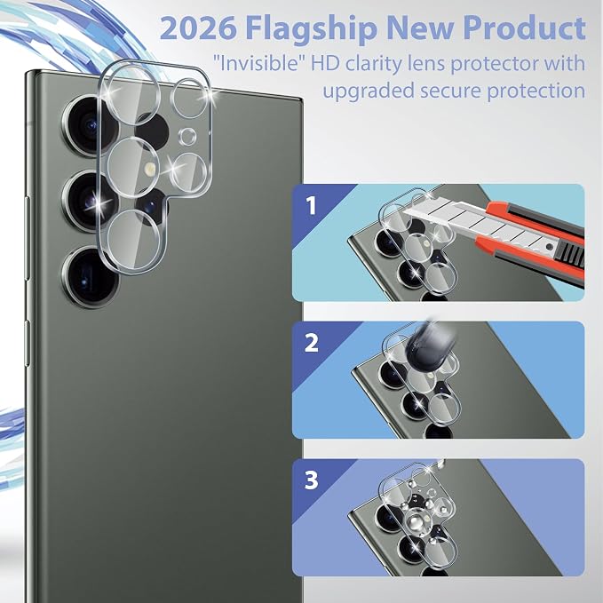 for Samsung Galaxy S23 Ultra Screen Protector, 3 Pack Tempered Glass - Image 5