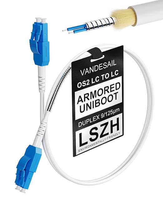 OS2 Uniboot LC to LC Outdoor Armored Fiber Patch Cable, Single Mode 1G/10GB by VANDESAIL