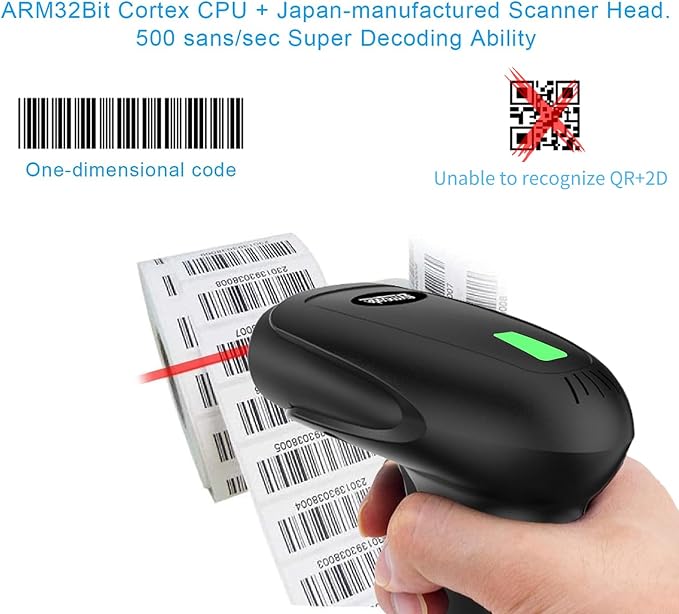 Symcode Wireless Barcode Scanner Versatile 2-in-1 Handheld Automatic 1D Laser - Image 7