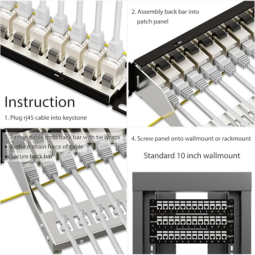 Iwillink 10Gbps Patch Panel 12 Port, RJ45 Through Coupler Cat7 Patch Panel STP - Image 6