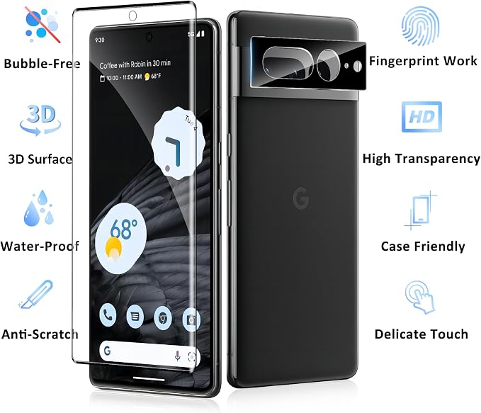 2+2 Pack for Google Pixel 7 Pro Screen Protector and Camera Protector, - Image 7