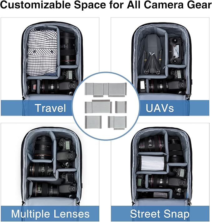 BAGSMART Small Camera Bag Backpack, DSLR SLR Camera Case Fits 13.3 Inch Laptop - Image 6