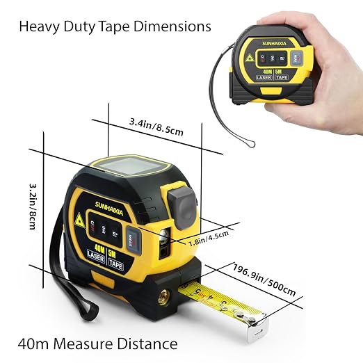 Laser Tape Measure 3-in-1 with Large LCD Display | Digital Laser Measurement - Image 2