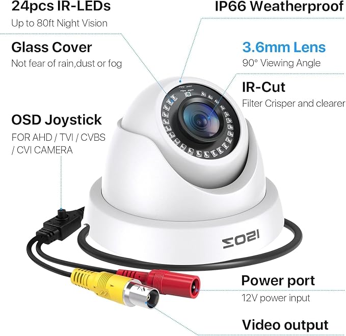 ZOSI 2MP 1920TVL Hybrid 4 in 1 TVI CVI AHD CVBS Security Camera, 1080P HD - Image 2