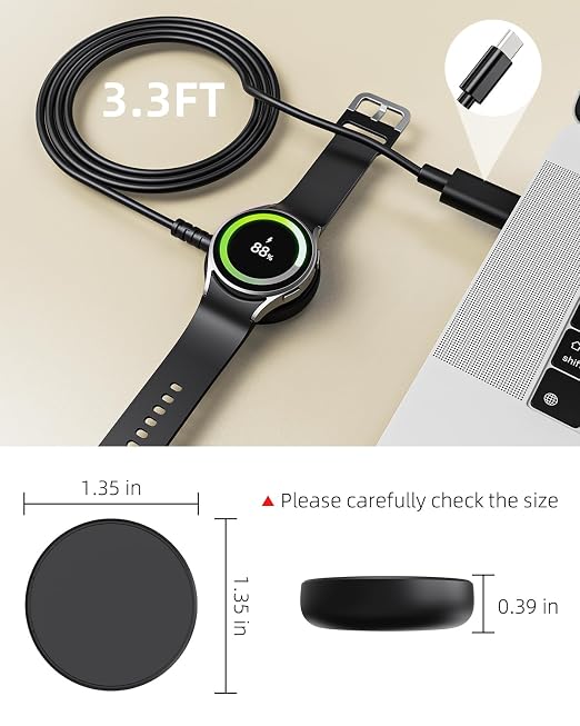 2 Pack USB C for Samsung Galaxy Watch Charger Compatible - Image 6