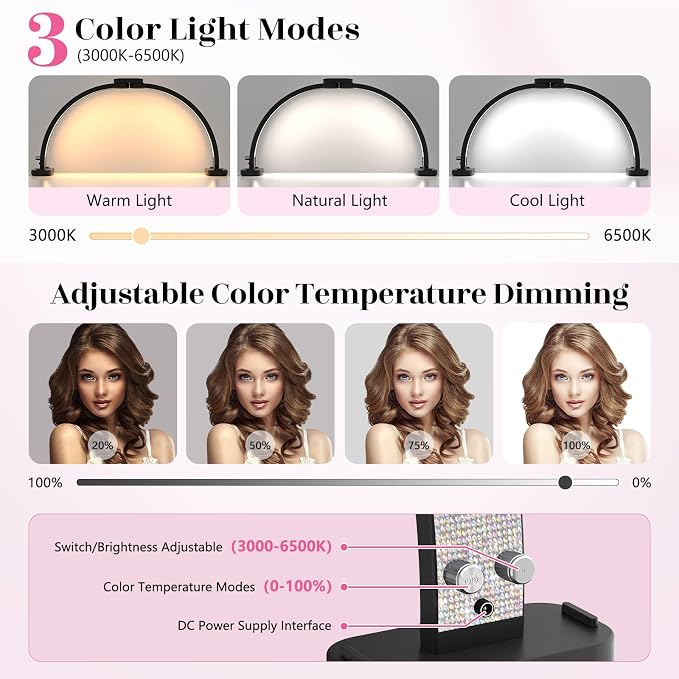 Half Moon Manicure Table Light: 31-inch Half Moon Light - Image 5