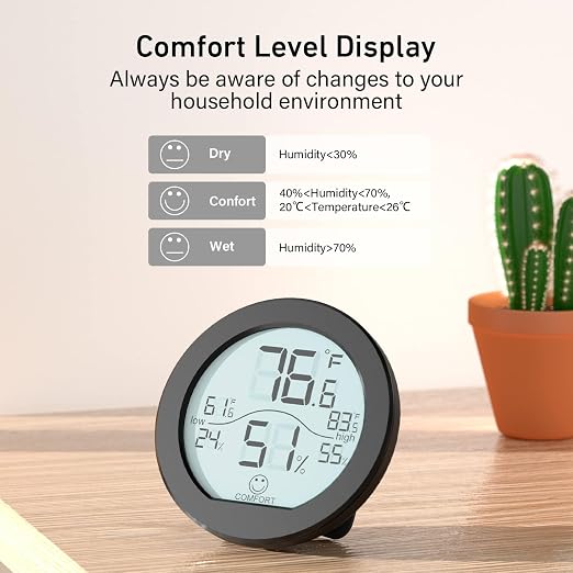 SECRUI Indoor Digital Hygrometer 3 Pack Room Thermometer and Humidity Gauge LCD - Image 2