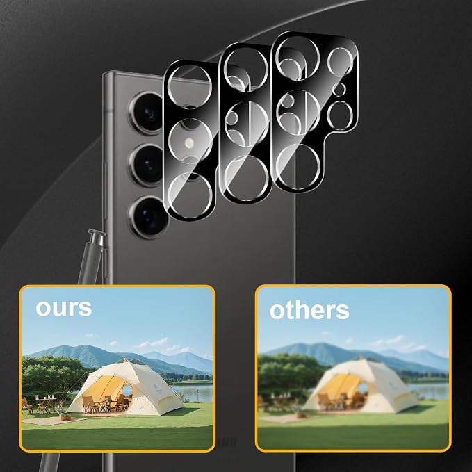 3 Pack Camera Lens Protector for Samsung Galaxy S24 Ultra, Tempered Glass - Image 6