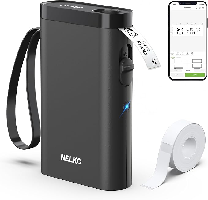 Nelko Label Maker Machine with Tape, P21 Bluetooth Label Printer, Wireless Mini by NELKO