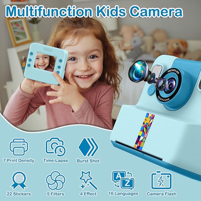 Nreonrick Kids Camera Instant Print, Selfie Toddler Digital Instant Camera - Image 3