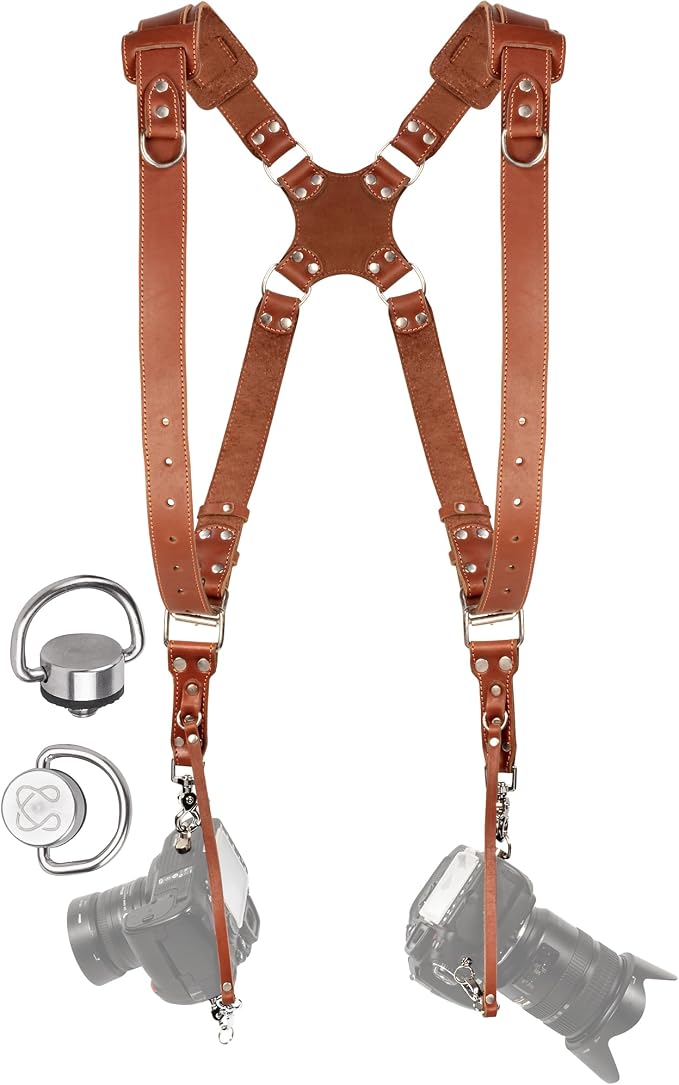 C Coiro Dual Camera Harness Shoulder Leather Camera Strap by CCoiro