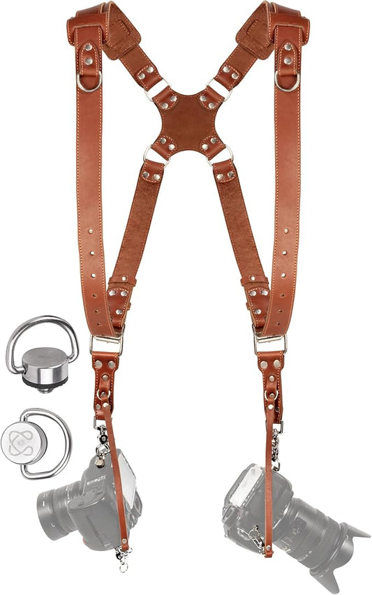 C Coiro Dual Camera Harness Shoulder Leather Camera Strap by CCoiro