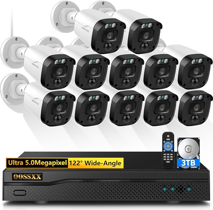 5MP Wired Security Camera System Outdoor, 16CH DVR by OOSSXX